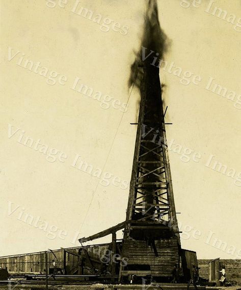 oil derrick Photo well drill drilling rig gushing oil field sepia tone photo wall home decor Texas oil gusher Old Vintage Photograph print by VintageImageryX Photo Wall Home, Oilfield Family, Oil Derrick, Oilfield Trash, Noir Aesthetic, Texas Oil, Water Well Drilling, Oil Field, Texas Decor