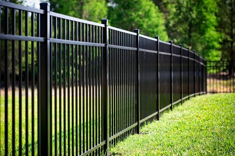 Aluminum Fence Gate, Aluminum Fencing, Black Fence, Backyard Fence, Fencing Material, Steel Fence, Fencing & Gates, Types Of Fences, Fence Styles