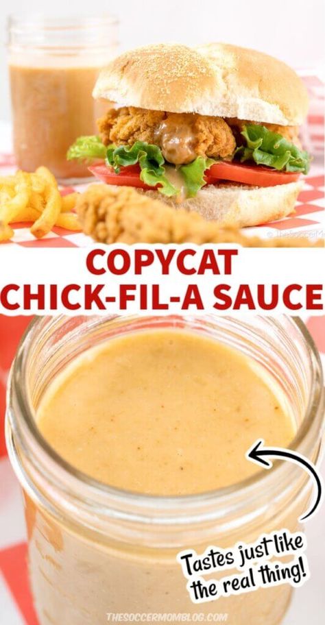 A crave-worthy combo of honey mustard and barbecue — Chick-Fil-A Sauce tastes amazing on everything! Here's how to make this famous dipping sauce at home. Chic Filet, Grilled Chicken Burgers, Copycat Chick Fil A, Sandwich Sauces, Chick Fil A Sauce, Restaurant Copycat, Healthy Sauces, Fried Chicken Sandwich, Honey Mustard Sauce