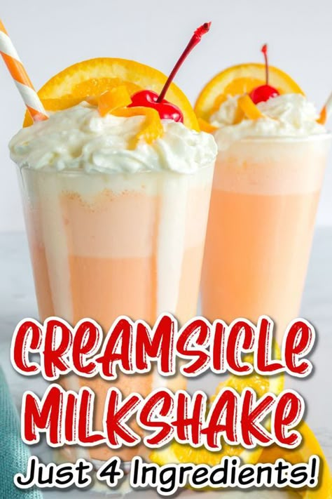 Creamsicle Milkshake, Creamsicle Smoothie, Milkshake Recipe Easy, Frosty Recipe, Ice Cream Drinks, Milkshake Recipe, Drink Recipes Nonalcoholic, Smoothie Drink Recipes, Refreshing Drinks Recipes