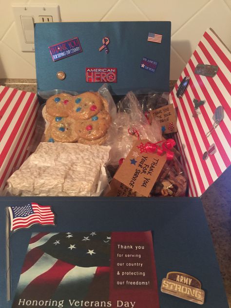 Veterans Day Care Package.  I use a food sealer so baked items are fresh when sent overseas.  Military care package. Veterans Day Gift Ideas, Soldier Care Packages, Baked Items, Food Sealer, Military Care Package, Honoring Veterans, Charity Gifts, Veterans Day Gifts, Gift Ideas Diy