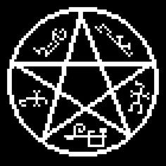 Supernatural Demon trap chart Supernatural Demon Trap, Demon Trap, Peace Symbol, Pixel Art, Supernatural, Calm Artwork, Keep Calm Artwork, Art