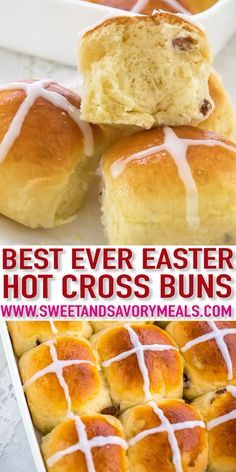 Easy Hot Cross Buns, Hot Cross Buns Recipe Easy, Chocolate Hot Cross Buns, Easter Hot Cross Buns, Cross Buns Recipe, Focaccia Dolce, Hot Cross Buns Recipe, Yeast Recipes, Holiday Baking Recipes