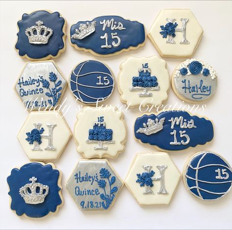 Royal Blue Quince, Blue Sweet 16, Blue Quince, Silver Cake, Star Cookies, 15th Birthday, Boy Birthday Parties, Sweet Candy, Cookie Jars