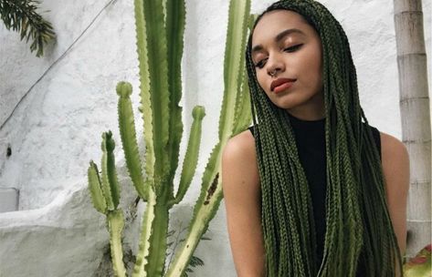 5 Ways to Wear the Two Braid Cornrow Style Everyone's Rocking | Un-ruly Knot Braids, Green Braids, Box Braids Pictures, Braids Knotless, Knotless Box Braids, Small Box Braids, Blonde Box Braids, Short Box Braids, Jumbo Box Braids