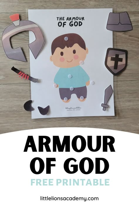 Armour Of God Crafts, Armor Of God For Kids, Armor Of God Printable, The Armour Of God, God Crafts, Armor Of God Lesson, Sunday School Printables, Armour Of God, Bible Crafts Sunday School