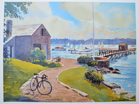 Trip To Maine, Harbor Town, Harbor Lights, Smart Art, Found Art, Historical Society, Art Galleries, Art Studios, Original Oil Painting