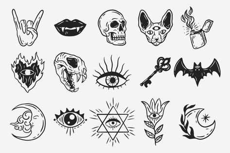 Symbolism Tattoo, Esoteric Tattoo, Alchemy Illustration, Tattoo Clipart, Guy Tattoos, Micro Tattoo, Tattoos Symbols, Space Doodles, Mystical Tattoos