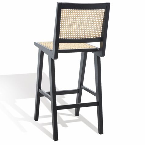 Safavieh Hattie 29.5 in. French Cane Barstool | Hayneedle Rattan Wood, Rattan Stool, Spindle Dining Chair, Contemporary Bar Stools, Cane Dining Chair, Vanguard Furniture, Hooker Furniture, Atticus, Rubber Wood