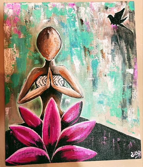 Abstract Spiritual Art Paintings, Acrylics Ideas, Spiritual Art Painting, Hippie Painting, Yoga Day, Yoga Art, Water Colour, Spiritual Art, Painting Tips