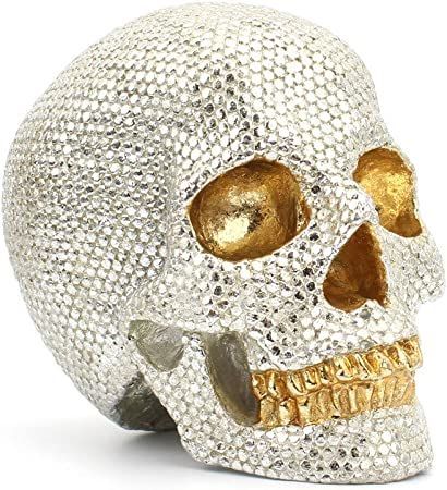 Halloween Crystal Skull Figurine Glitter Skeleton, Celtic Skull, Luxury Halloween, Skull Statue, Retro Crafts, Haunted House Decorations, Small Skull, Skull Lover, Resin Craft