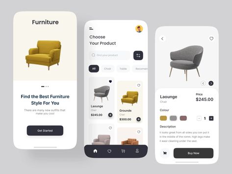 Furniture App Design by Ashik on Dribbble Furniture App Design, Mobile App Inspiration, Furniture Store Design, App Home Screen, App Design Layout, Ui Ux App, Navigation Design, Home Bar Design, Ads Creative Advertising Ideas