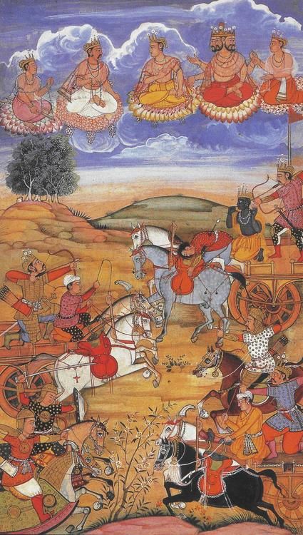 Arjuna During the Battle of Kurukshetra (Illustration) - Ancient History Encyclopedia 16th Century Paintings, The Bhagavad Gita, The Mahabharata, Indian Painting, Ancient India, Indian Paintings, Lord Krishna Images, Bhagavad Gita, Old Paintings