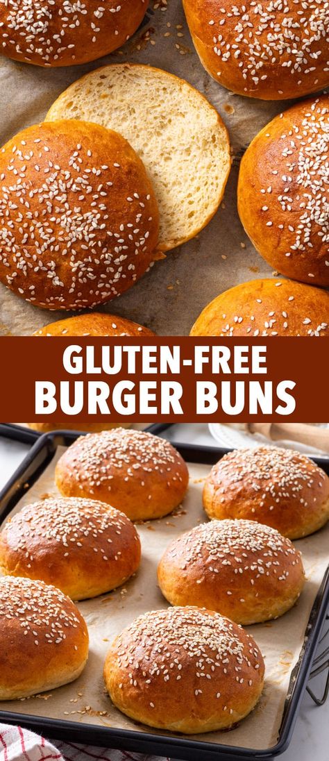 Gluten Free Hamburger Buns Recipe, Gluten Free Hamburger Buns, Gluten Free Hamburger, Homemade Burger Buns, Burgers Chicken, Gluten Free Burger, Gluten Free Buns, Grain Bread, Gluten Free Recipes Bread