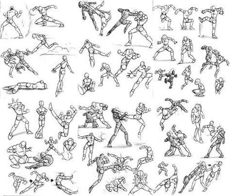 Anime fighting sketches Poses Anime, Manga Tutorial, Action Pose Reference, Human Figure Drawing, Human Drawing, Different Poses, Gesture Drawing, Poses References, Figure Drawing Reference