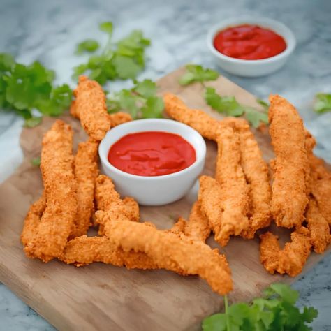 These chicken strips are dipped in a flavourful and lightly spiced batter and then fried to perfection. Sure to please everyone, this recipe is perfect for children and adults alike. These fried chickens are the perfect snack but are also great for dinner, Serve with some homemade fries and vegetables. Dinner is ready in no […] The post Chicken Strips appeared first on Scrumptiously. Chicken Strip, Crispy Chicken Strip Recipes, Best Chicken Strips Recipe, Gluten Free Chicken Strips, Crispy Chicken Strips Recipe, Chicken Stripes, Breaded Chicken Strips, Fried Chicken Strips, Chicken Strip Recipes