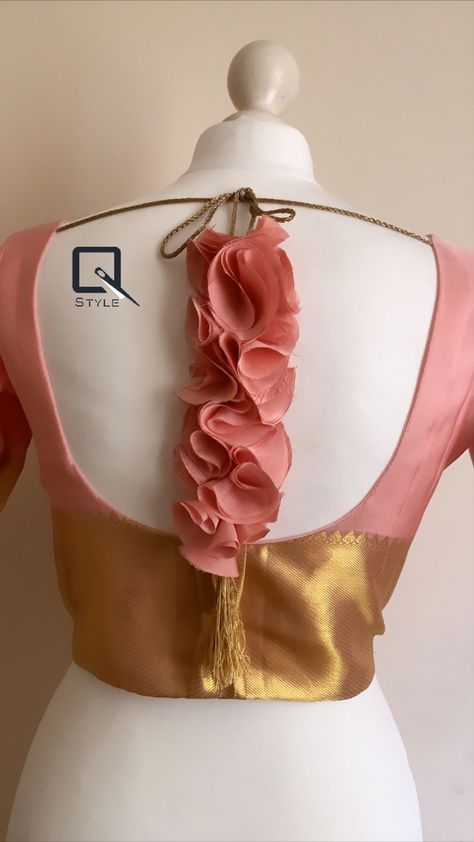 Blouse Tassels Designs, Saree Blouse Tassels, Ruffle Blouse Designs, Tassels Fashion Clothing, Blouse Tassels, Pink Blouse Designs, Autumn Embroidery, Saree Tassels Designs, Flowers Autumn