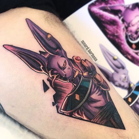 Beerus from dragon ball super Dragon Ball Super Tattoo Design, Dragon Ball Super Tattoo Ideas, Beerus Tattoo Ideas, Beerus Tattoo Design, Lord Beerus Tattoo, Dragonball Tattoo Ideas, Dragon Ball Super Tattoo, Beerus Tattoo, Dragon Ball Z Tattoo Ideas