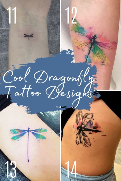 Artistic Dragonfly Tattoo Ideas & Meaning - tattooglee Tattoos Of Dragonflies, Watercolor Dragonfly Tattoo For Women, Dandelion Tattoo With Dragonflies, Colorful Dragonfly Tattoo Ideas, Dragonfly Bracelet Tattoo, White Dragonfly Tattoo, Dragfly Tattoo, Dragonfly Tattoo Design Inspiration, Tattoo Ideas Female Dragonfly