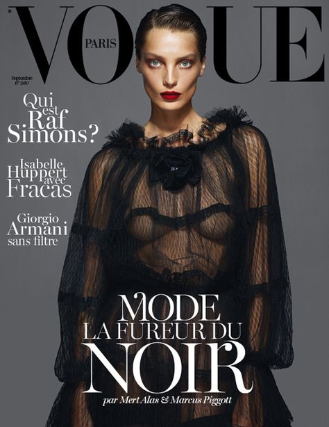 Daria Werbowy for Vogue Paris September 2012 Paris September, A Magazine, Kate Moss, Vogue Paris, Magazine Cover, Black Dress, Lingerie, Vogue, Magazine