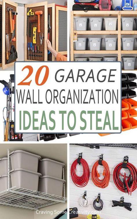 Garage Wall Storage Ideas, Wall Storage Ideas, Mini Garage, Garage Wall Organizer, Garage Wall Storage, Garage Storage Inspiration, Garage Organization Ideas, Garage Organization Tips, Garage Organisation