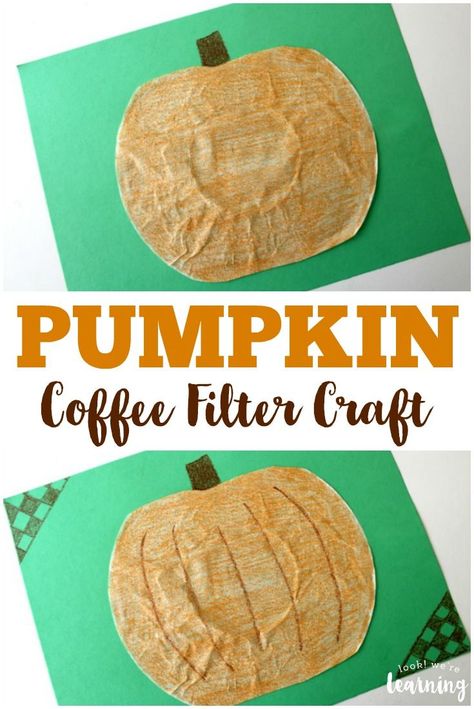 Share this simple coffee filter pumpkin craft with the kids this fall! This is an easy project to add to your favorite fall crafts for kids, fall activities, and fall family activities! Coffee Filter Crafts For Kids, Cheap Fall Crafts For Kids, Diy Ideas For Kids, Kindergarten Christmas Crafts, Halloween Activities For Toddlers, Fall Crafts For Toddlers, Diy Kids Furniture, Pumpkin Craft, Kids Craft Room