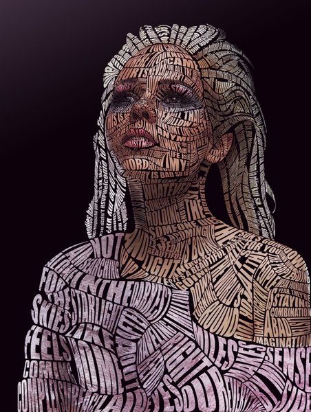 Kerli Typographic Portrait (Color) by Automaticize (print image) Kerli Koiv, Typographic Portrait, Typography Portrait, Text Portrait, Portrait Color, Typography Images, Typographic Art, A Level Art, Text Art