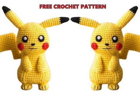 Pikachu Crochet, Pokemon Crochet Pattern, Amigurumi Elephant, Crochet Amigurumi Free Patterns, Crochet Amigurumi Free, Free Amigurumi Patterns, Amigurumi Free, Amigurumi Free Pattern, Crochet For Kids