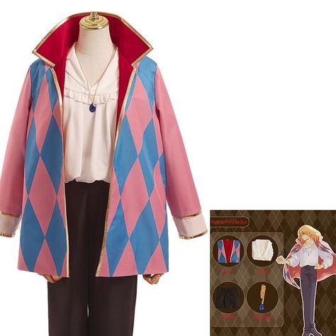 Japanese Anime Howl's Moving Castle Cosplay Costume Suit Blond Short Hair Court Drama Wind Suit Fashion Coat Pants Costume - AliExpress Howl Cosplay, Howls Moving Castle Cosplay, Comic Con Outfits, Trendy Leather Jacket, Howl's Moving Castle, Uniform Shirts, Korean Casual, Whimsical Fashion, Howls Moving Castle