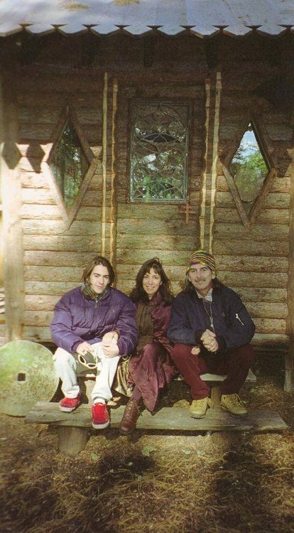 Dhani Harrison, Olivia Arias-Harrison and George Harrison (Friar Park 1997 taken from George's camera) Friar Park, Dhani Harrison, Olivia Harrison, Rude Girl, Beatles George Harrison, Pattie Boyd, Beatles George, Beatles John, The Fab Four