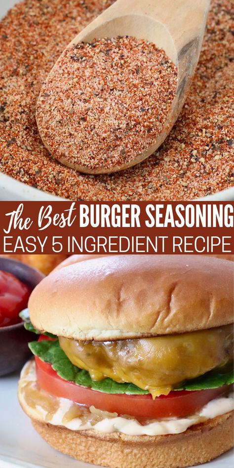 Burger Rub Recipes, Hamburger Spices Homemade Hamburgers, Good Burger Seasoning, Mcdonalds Burger Seasoning, Simple Burger Seasoning, Best Smash Burger Seasoning, Diy Hamburger Seasoning, Homemade Burgers Patties Seasoning, Homemade Hamburger Seasoning Recipe