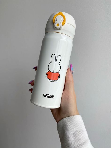 Thermos JNL-404B WH-OR Water Bottle, Vacuum Insulated Travel Mug, 13.5 fl oz (400 ml), Miffy White Orange miffy, thermos, cute, water bottle, white bottle, cute aesthetic Thermos Bottle Aesthetic, Miffy Water Bottle, Thermos Lunch Ideas, Minimalist Objects, Kawaii Minimalist, Miffy Cute, Gourd Bottle, Miffy Wallpaper, Miffy Aesthetic