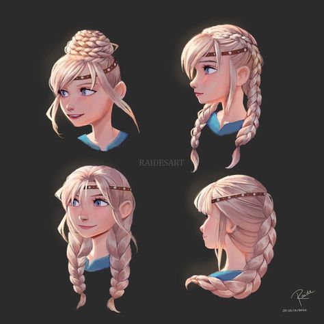 Raide on Instagram: “A couple of braid studies featuring Astrid! :) Which braid / hairstyle is your favourite? #digitalart #digitalpainting…” Hicks Und Astrid, How To Make Braids, Httyd Art, Hiccup And Astrid, Dreamworks Dragons, Httyd Dragons, Braid Hairstyle, Dragon Trainer, Dragon Rider