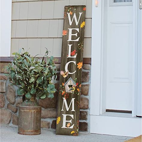 My Word! Welcome Fall Birdhouse Porch Board Sign Round Porch, Porch Boards, Summer Porch Decor, Outdoor Welcome Sign, Composite Board, Textured Wood, Wooden Porch, Door Porch, Front Door Porch