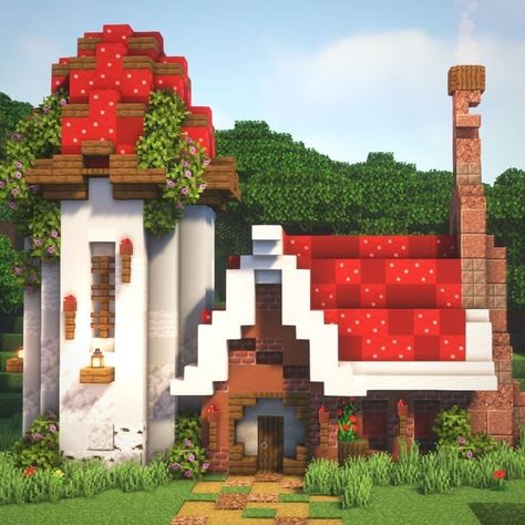 Overgrown Aesthetic, Mushroom Starter, Minecraft Creative Ideas, Lush Cave, Mega Base, Building Wallpaper, Minecraft Cottagecore, Farm Windmill, Starter House