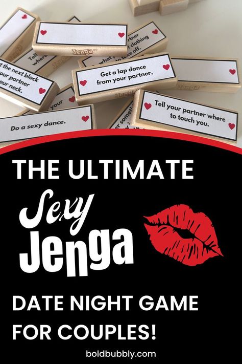 sexy jenga Romantic Games For Couples, Games For Married Couples, Couples At Home, Romantic Home Dates, Fun Couple Games, Game For Couples, Adult Card Games, Couples Game Night, Date Night Games