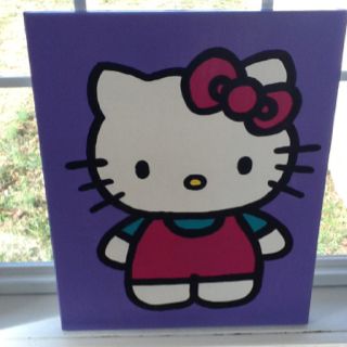 Hello Kitty wall art Hello Kitty Canvas Painting Ideas, Y2k Things To Paint, Hello Kitty Painting Canvases Easy, Cute Things To Paint Hello Kitty, Cute Paintings Hello Kitty, Paint Ideas Hello Kitty, Hello Kitty Drawing Canvas, Hello Kitty Painting Canvases, Small Canvas Art Hello Kitty