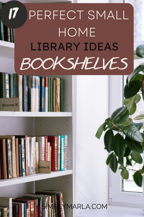 HEY EVERYONE! WE ARE SO EXCITED TO SHARE 17 BEST SMALL HOME LIBRARY IDEAS FOR YOU ALL! CHECK OUT HOW TO CREATE THE PERFECT COZY CORNER WITH SHELVES AND DECOR! WETHER YOU WANT A SMALL LIBRARY IN THE CORNER OF YOUR ROOM OR JUST WANT BOOK ORGANIZING INSPO, WE GOT YOU COVERED! WE HOPE YOU LOVE THIS POST! #IDEASCOZY #READINGCORNERS #DESIGN #COZYREADINGROOM #AESTHETIC #OFFICE #DESIGNIDEAS #ROOMSTUDY #DESIGNCOZY Small Home Library Room, Small Library Room Ideas, Small Library Room, Book Storage Small Space, Home Office Library Ideas, Office Library Ideas, New Traditional Living Room, Wallpaper In Home, Small Home Library Ideas