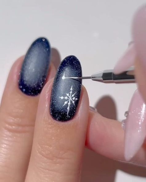 Winter Nights, Bling Bling, Dark Blue, Manicure, Nail Art, Nails, On Instagram, Instagram, Art