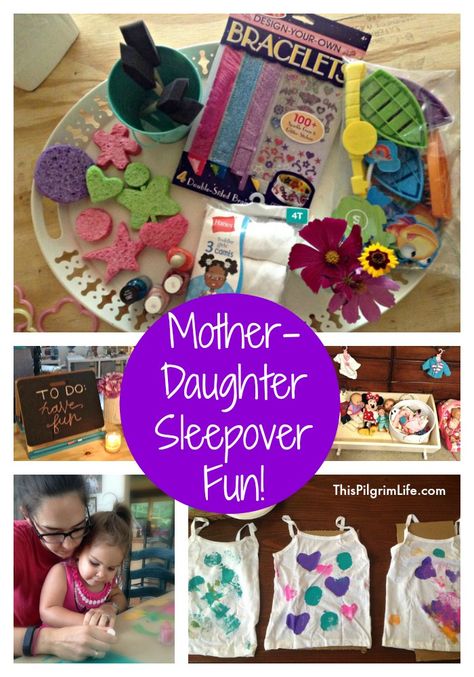 A mother-daughter sleepover is SO MUCH FUN! Keep things simple with easy crafts, fun activities, and plenty of free play! Mommy And Me Sleepover Ideas, Mother Daughter Sleepover Ideas, Mommy Daughter Sleepover Ideas, N Activities, Kids Summer Activities Outdoor, Mother Daughter Crafts, Mother Daughter Journal, First Sleepover, Sleepover Fun