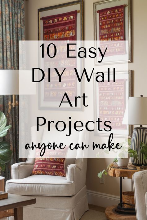 Personalize your home with these 10 creative DIY wall art projects! Easy and fun ideas to add character to your walls. Diy Board Decoration, Cheap Art Ideas Home Decor, Easy Big Wall Art, Self Made Art Wall, Wall Art For White Walls, Home Made Wall Decor, Diy Framed Quotes, Create Your Own Artwork, Diy Wall Decor Dining Room