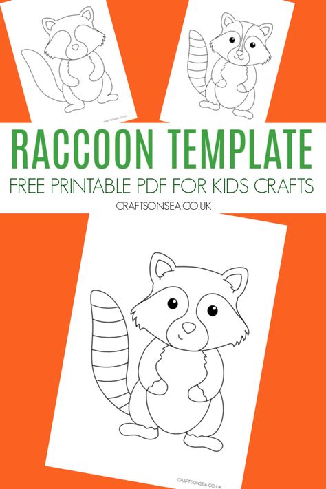 Raccoon Template: FREE Printable PDF Raccoon Template Free Printable, Raccoon Craft Preschool, Minimalist Classroom, Forest Animals Preschool, Raccoon Craft, Forest Animal Crafts, Writing Activities For Preschoolers, Pre K Worksheets, Hedgehog Craft