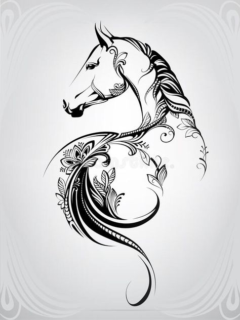 Horse Head Tattoo, Snowman Tattoo, Silhouette Arte, Modele Zentangle, Ethereal Tattoos, Darkside Tattoo, Tattoo Line Art, Drawing Horse, Horse Tattoo Design