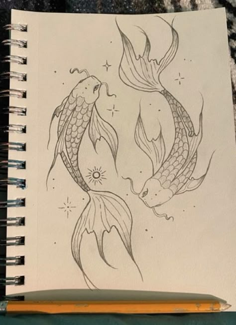 Abstract Tattoo Ideas, Fish Sketch, Optical Illusion Tattoos, Illusion Tattoos, Abstract Tattoos, Color Drawing Art, Carpe Koi, Art Drawings Sketches Pencil, Easy Doodles Drawings