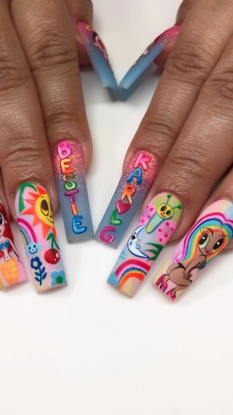 30 Pretty Long Nails to Inspire You Karol G Nails Design 2023, Carol G Nails, Msb Karol G Nails, Bichota Nails Ideas, 90 Inspired Nails, Karol G Nails Ideas, Karol G Nails Bichota Season, Bichota Season Nails, Karol G Nails Design Mañana Sera Bonito