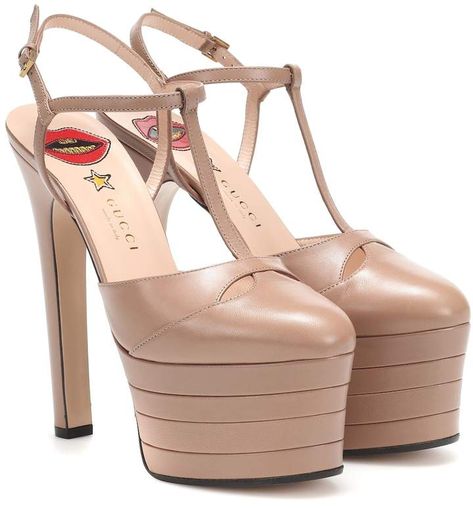 Gucci Pumps, Party Heels, Nude Shoes, Platform Mary Janes, Nude Pumps, High Shoes, Gucci Leather, Platform High Heels, Genuine Leather Shoes