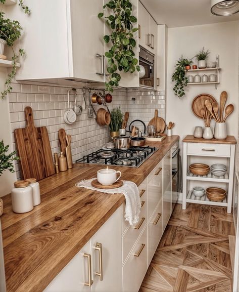 Bohemian Kitchen, Aesthetic Kitchen, Boho Kitchen, Cozy Kitchen, Apartment Kitchen, Tiny Kitchen, Dream House Interior, Dream House Decor, House Inspo