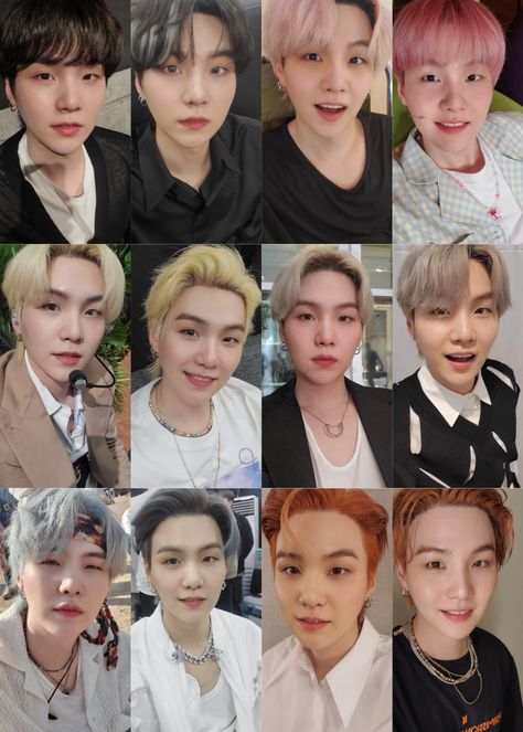 #SUGA #MINYOONGI #YOONGI #BTS Yoongi Hair, Yoongi Selca, Color Collage, Funny Text Messages, Bts Yoongi, Bts Face, Daegu, Hair Colour, Man Crush