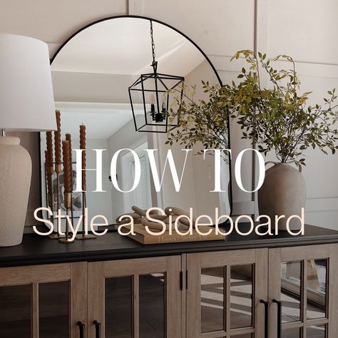 Sharing some specific details on how to style your sideboard and why! Did you know, groupings of odd numbers are such an important one because odd numbers are more visually appealing to the eye! . . . . .. . . . . . . #interiordesigntrends #interiordesigntips #interiordesigntip #interiordesigning #howto #stylingtips #hometips #decoratingtips #decoratingtip #decortips #interioredesigner #edesigner #torontoedesign Mirror Over Buffet Table, Sideboard Styling Living Room, Accent Chair Wall Decor, Wall Decor Over Sideboard, Style Sideboard Dining Room, Mirror Over Side Table, How To Decorate A Buffet Table Farmhouse, Mirror On Sideboard, Decorate A Buffet Cabinet