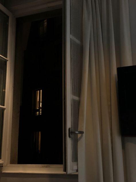 The Woman In The Window Aesthetic, Window Open Aesthetic, Front Door Aesthetic Night, Apartment Door Aesthetic, Window At Night Aesthetic, Night Window Aesthetic, Apartment Night Aesthetic, Open Window Aesthetic, Late Night Bedroom